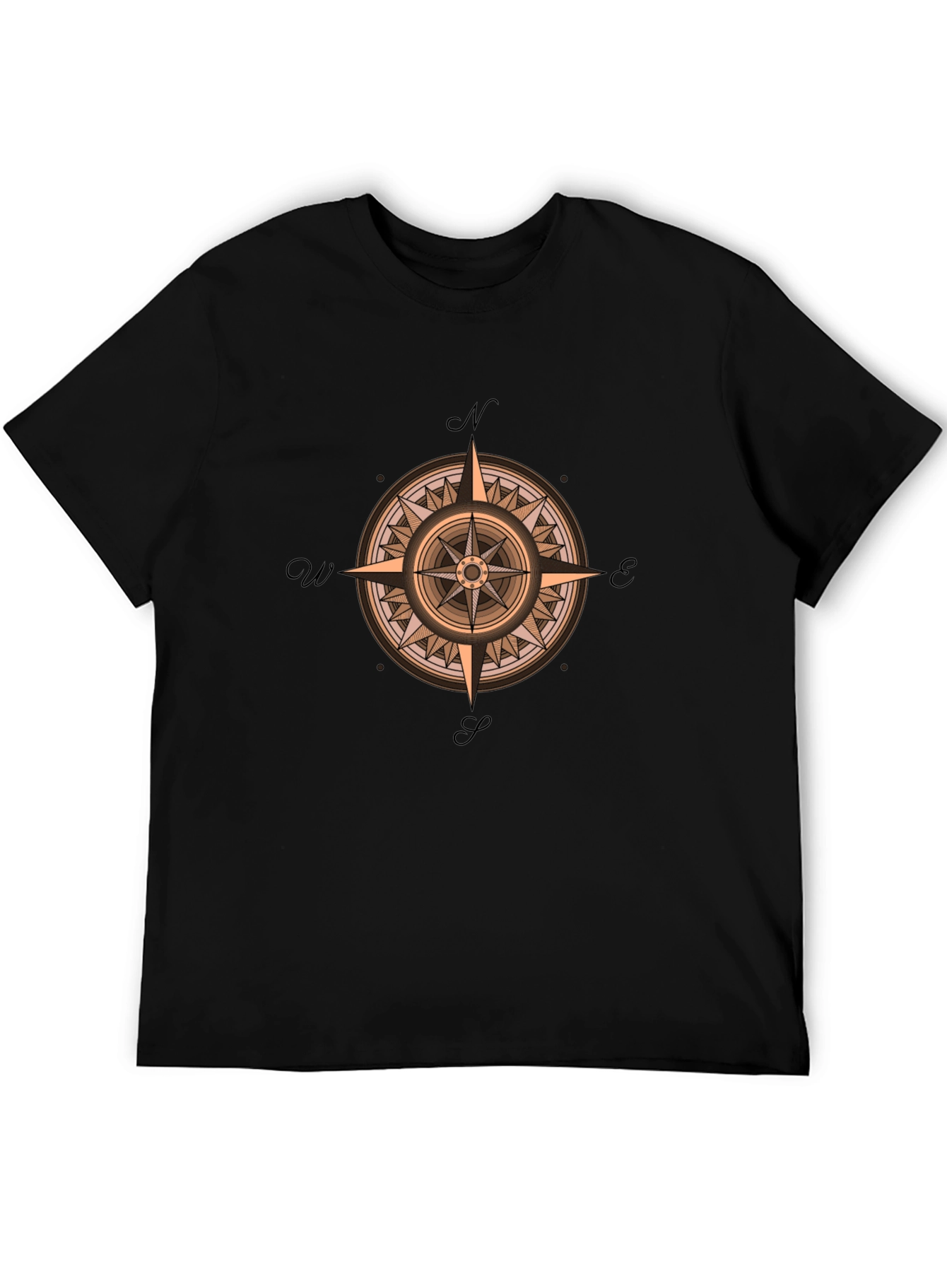 Compass Rose Graphic Print Crew Neck T-Shirt