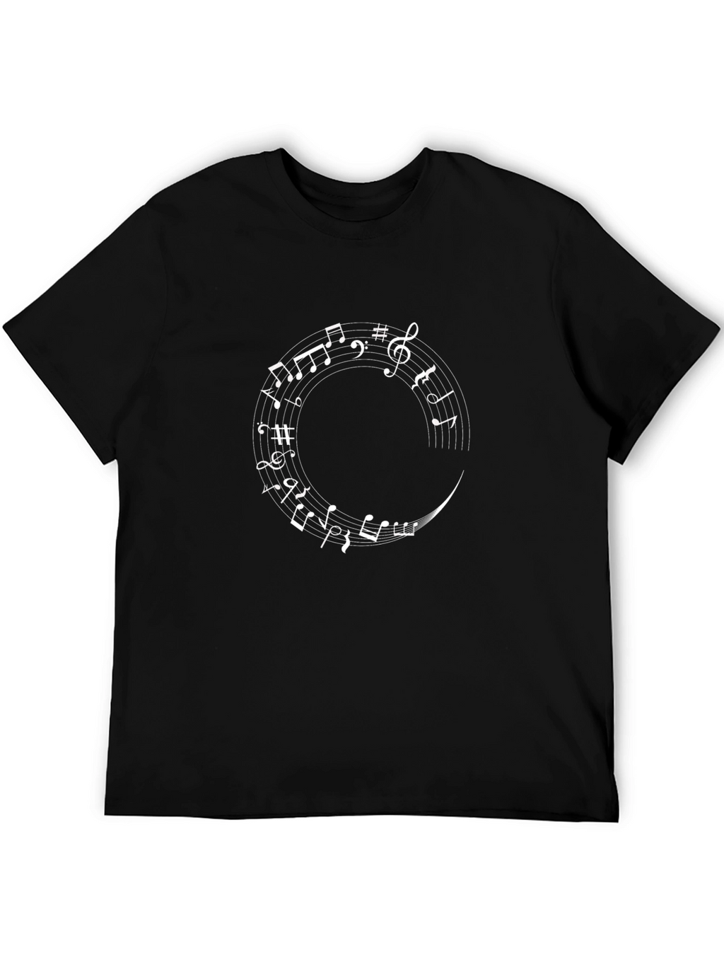 Musical Notes Circle Graphic Tee - Black