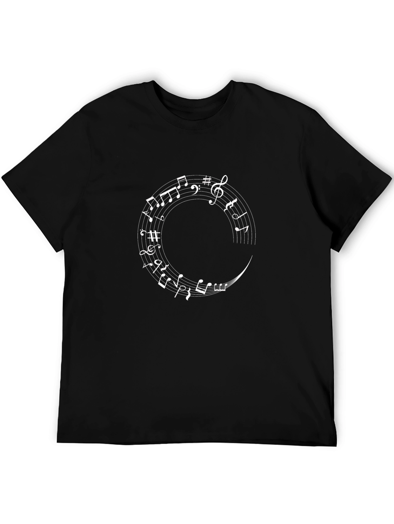 Musical Notes Circle Graphic Tee - Black