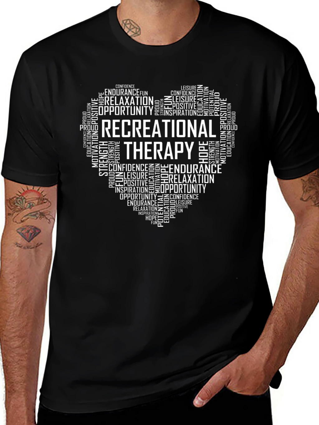 Recreational Therapy Heart Word Art T-Shirt