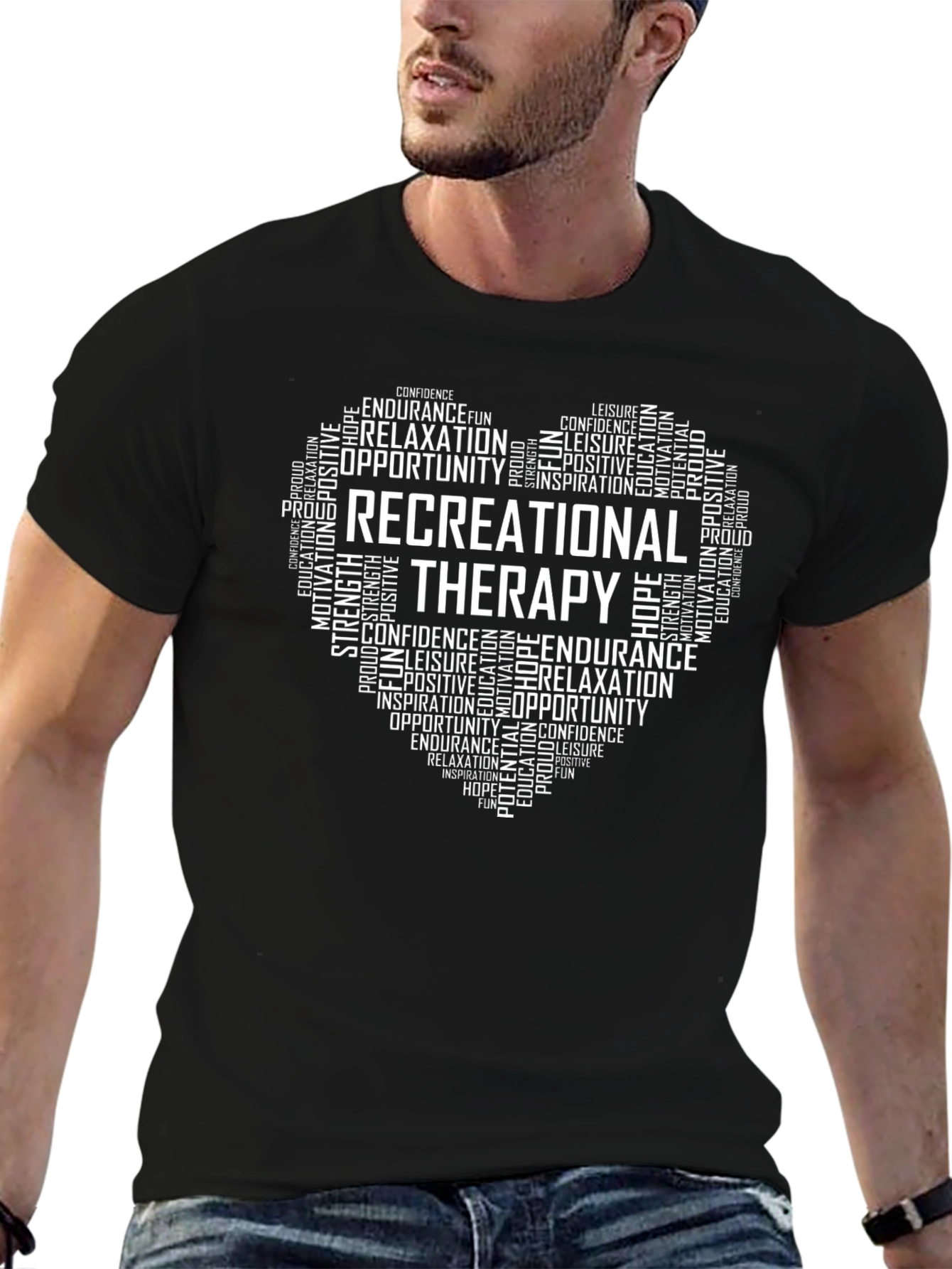 Recreational Therapy Heart Word Art T-Shirt
