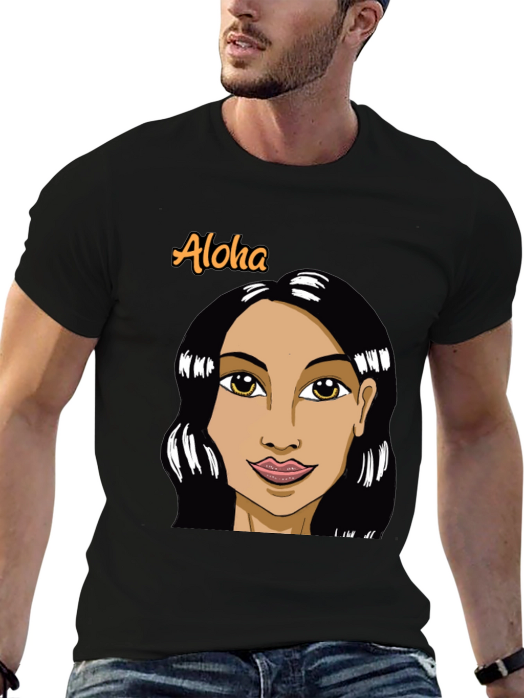 Aloha Woman Graphic Black T-Shirt