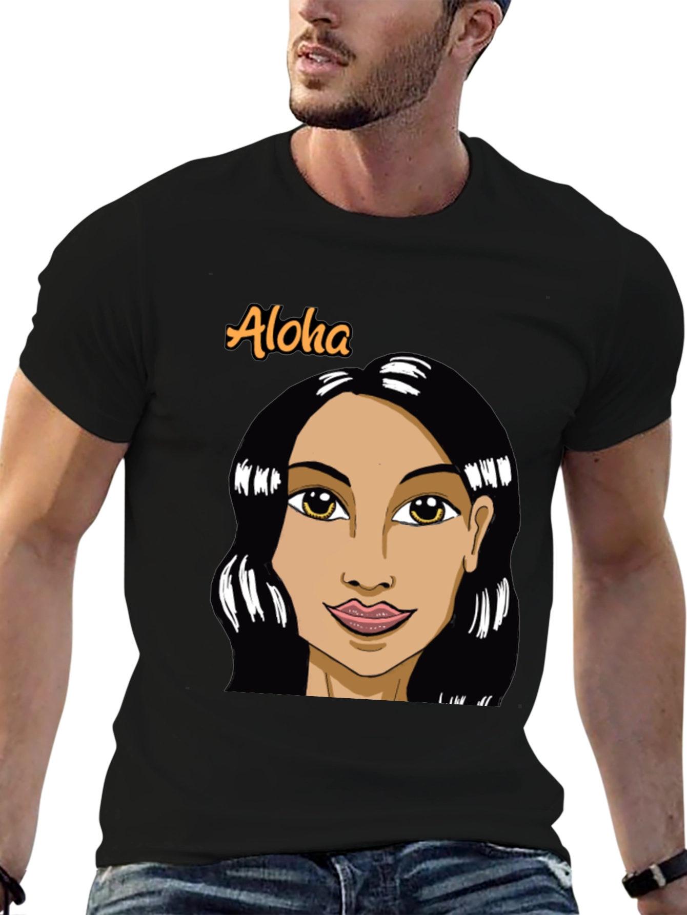 Aloha Woman Graphic Black T-Shirt