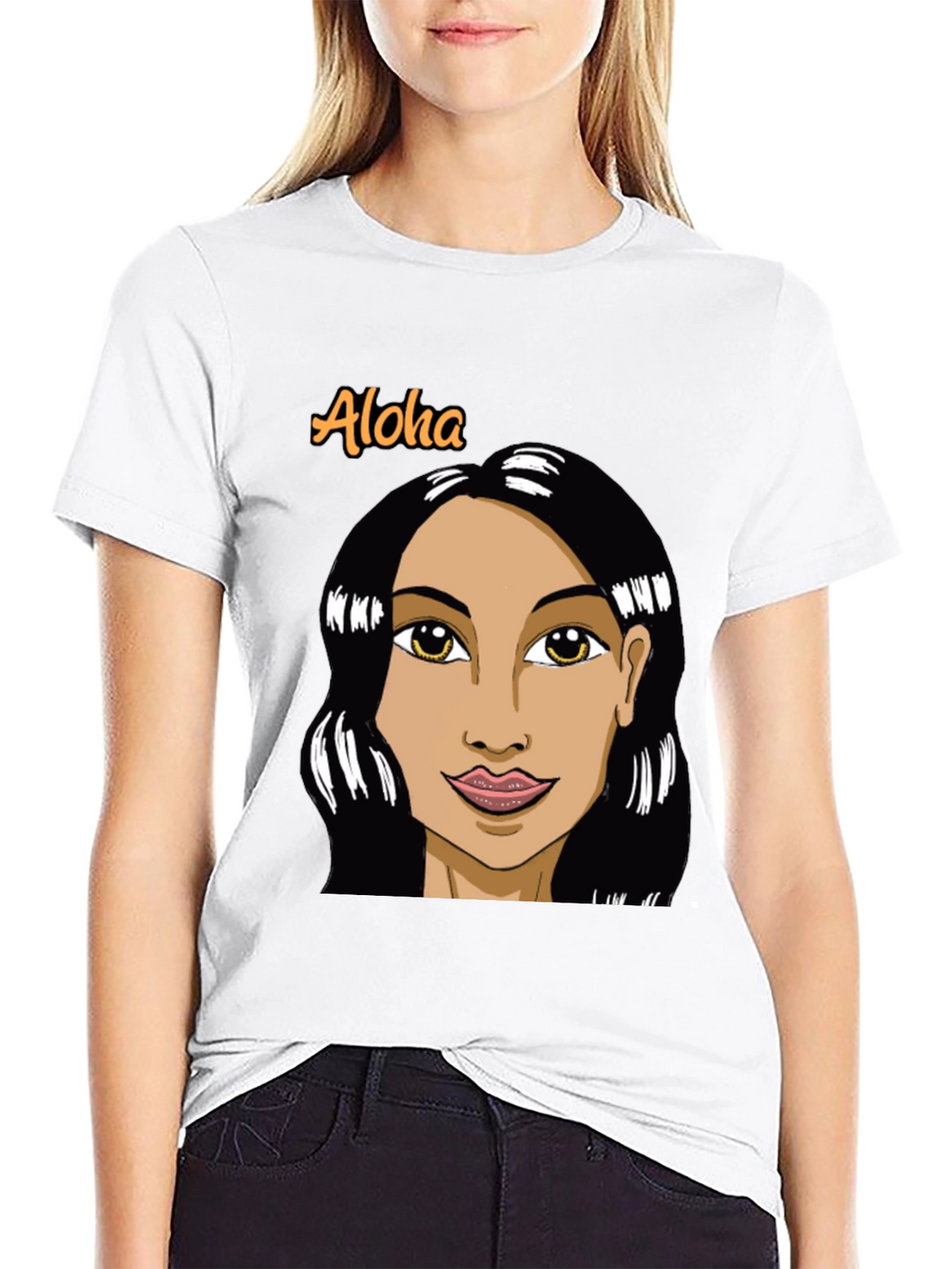 Aloha Woman Graphic Black T-Shirt