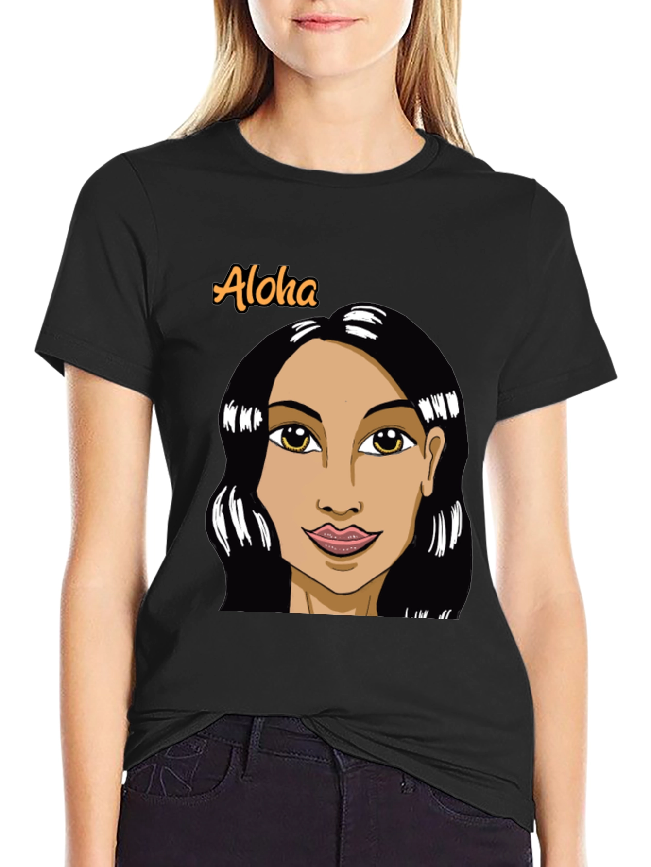 Aloha Woman Graphic Black T-Shirt