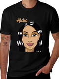 Aloha Woman Graphic Black T-Shirt