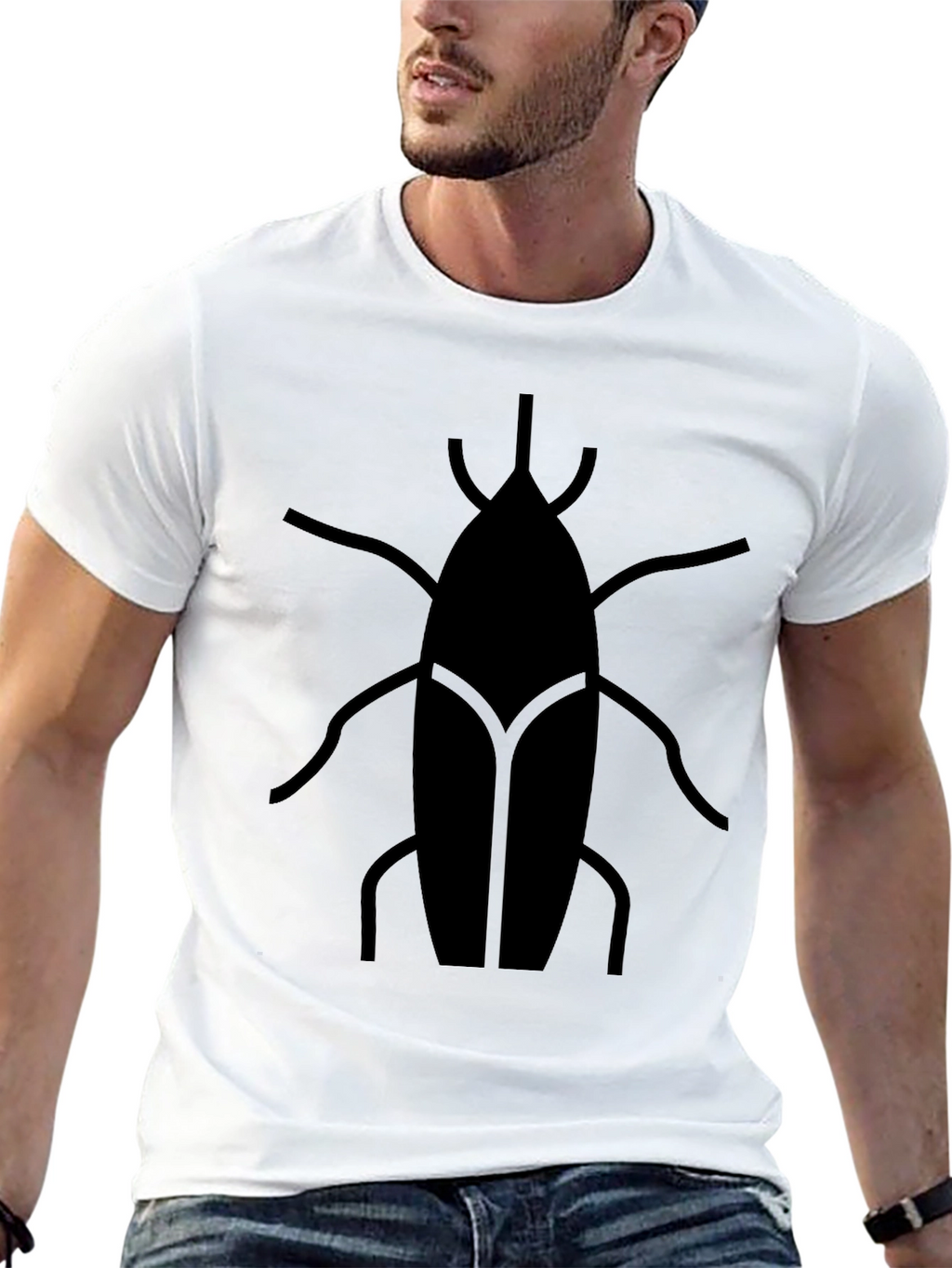 Modern Insect Graphic Tee - Black Casual Shirt