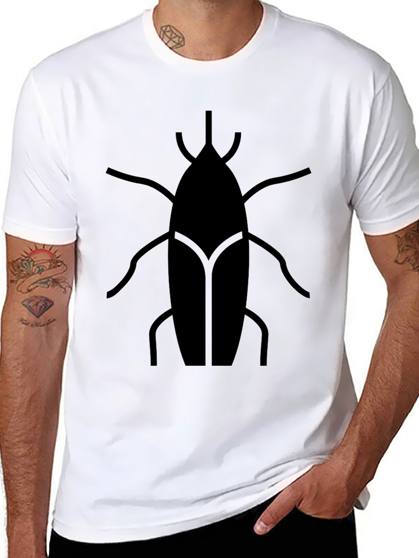 Modern Insect Graphic Tee - Black Casual Shirt