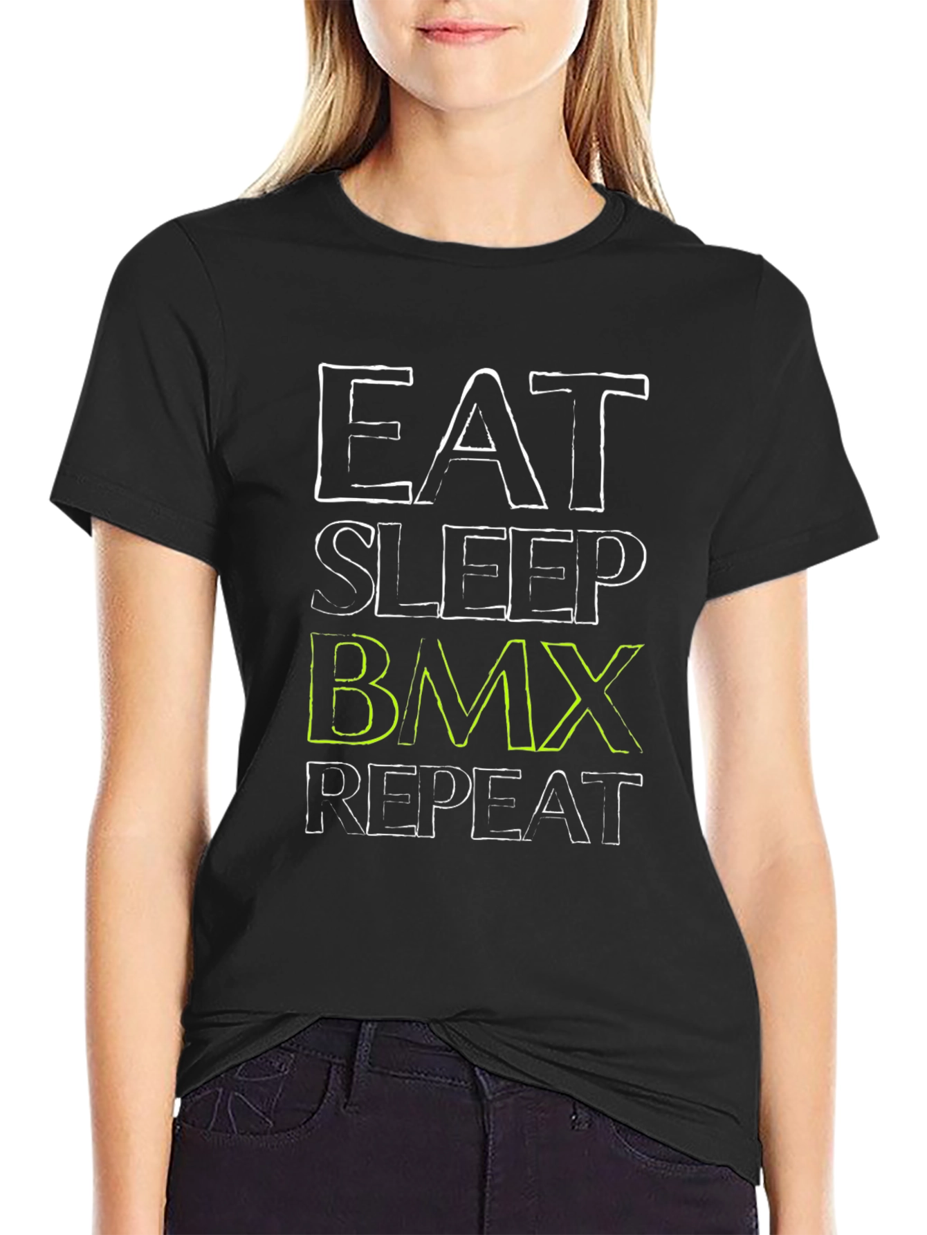 Eat Sleep BMX Repeat T-Shirt Black Graphic Tee