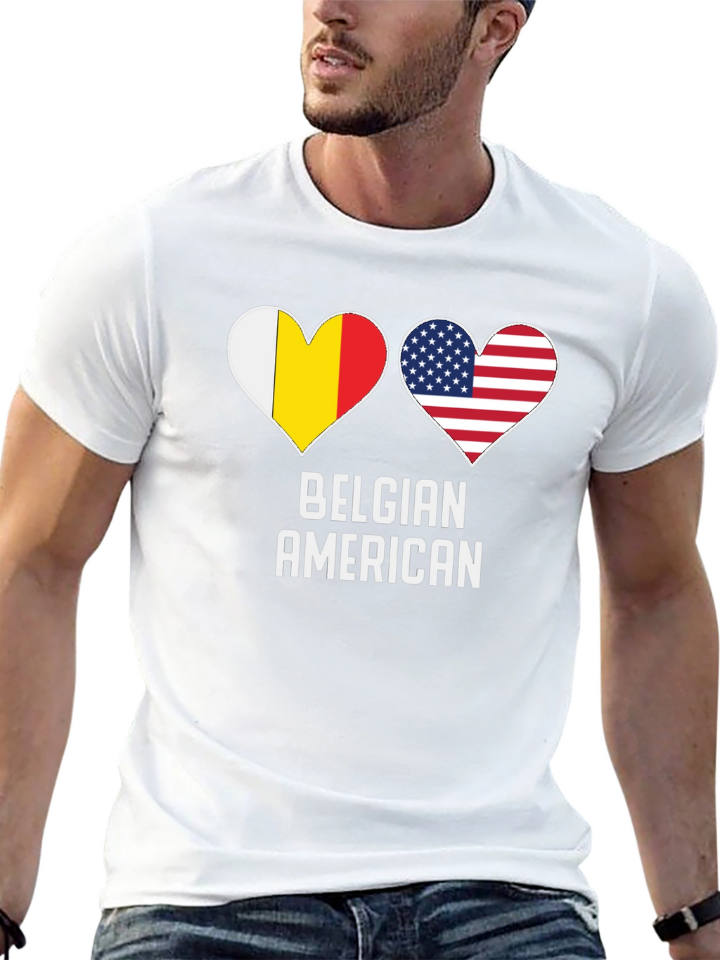 Belgian American Flag Heart T-Shirt