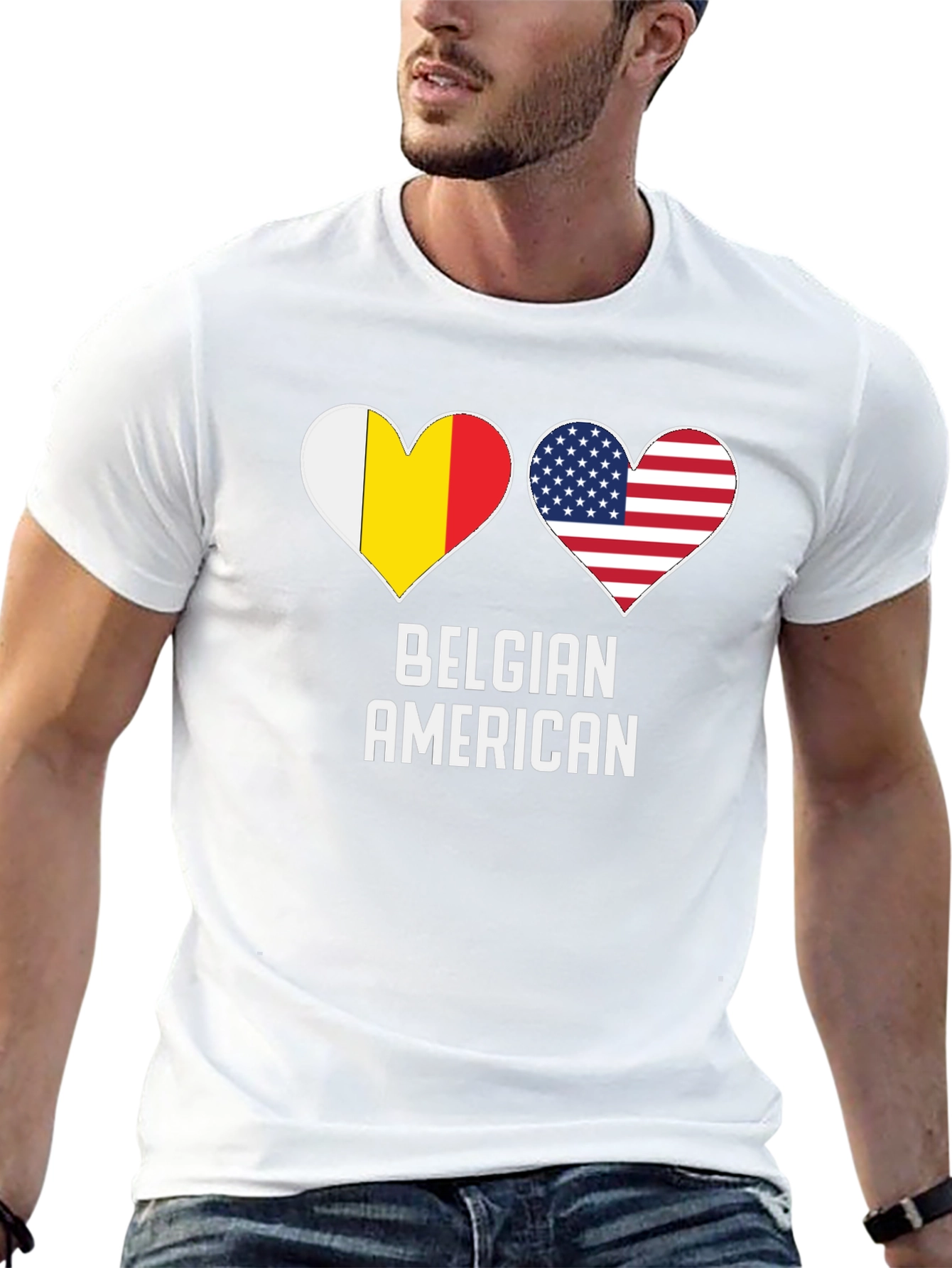 Belgian American Flag Heart T-Shirt