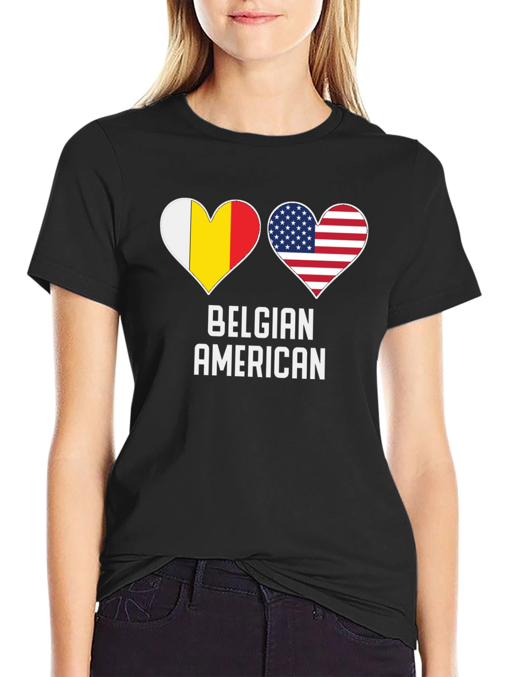 Belgian American Flag Heart T-Shirt