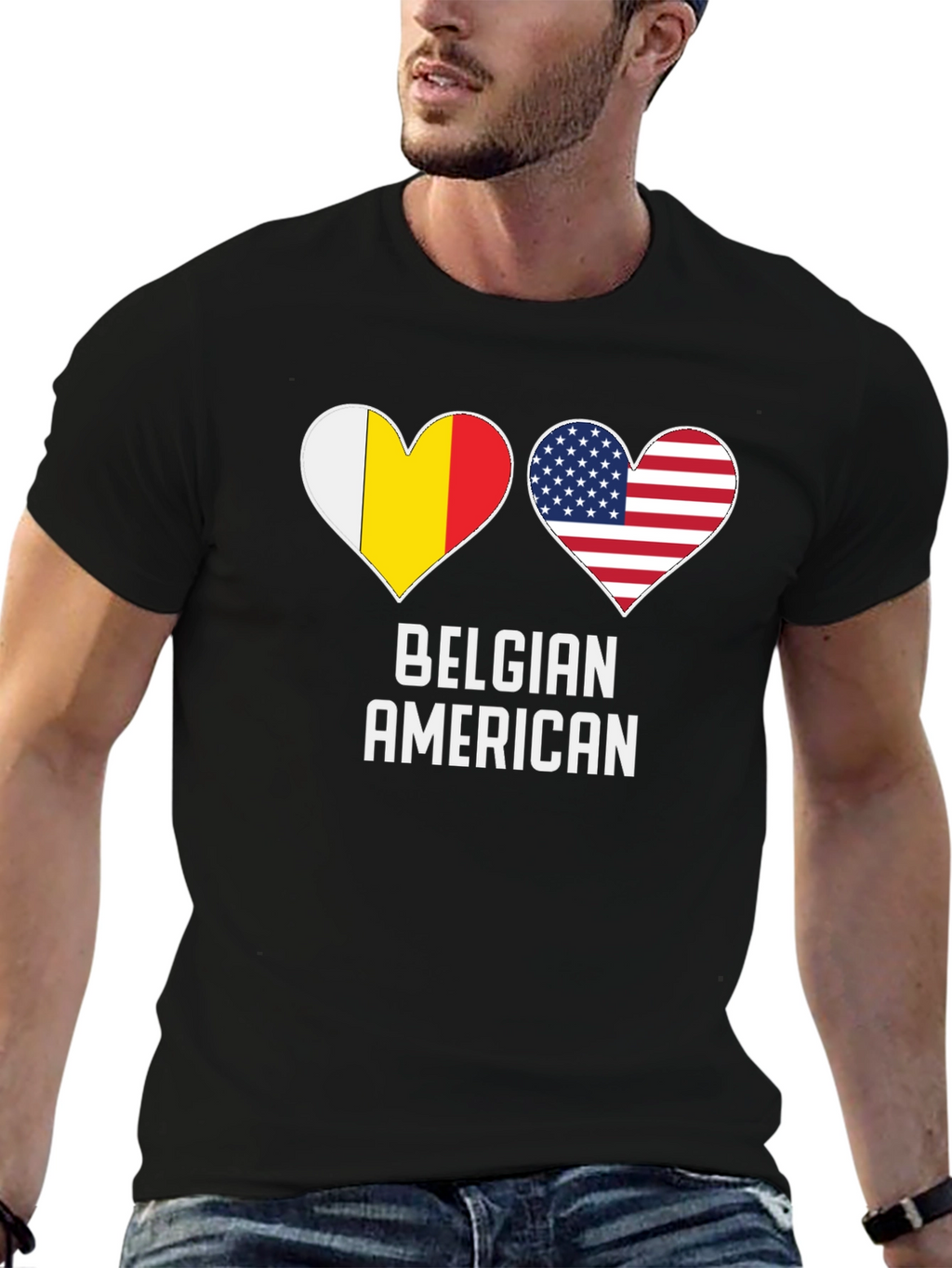 Belgian American Flag Heart T-Shirt