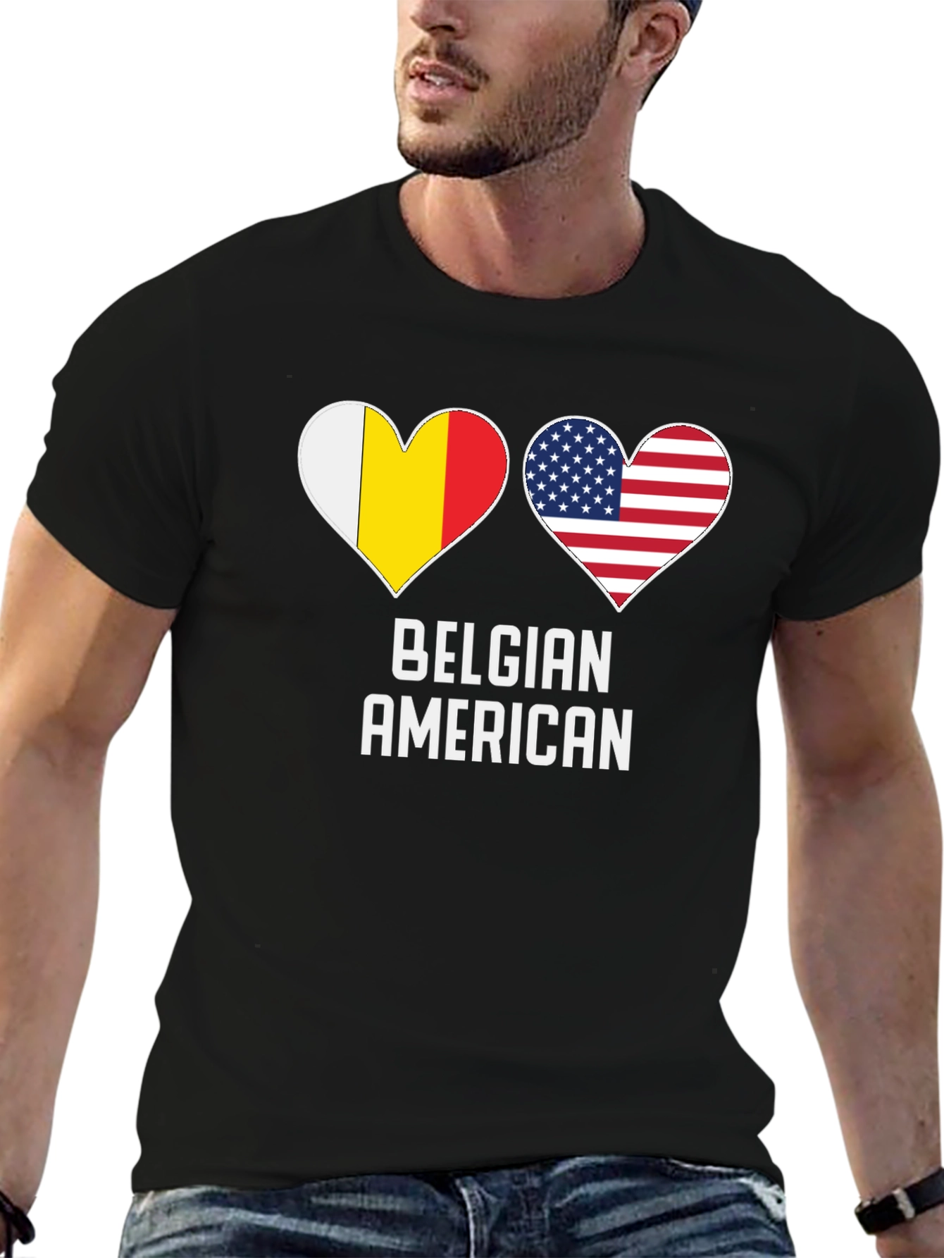 Belgian American Flag Heart T-Shirt