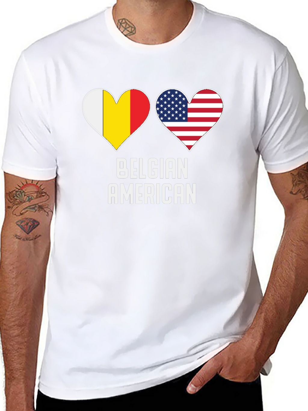 Belgian American Flag Heart T-Shirt