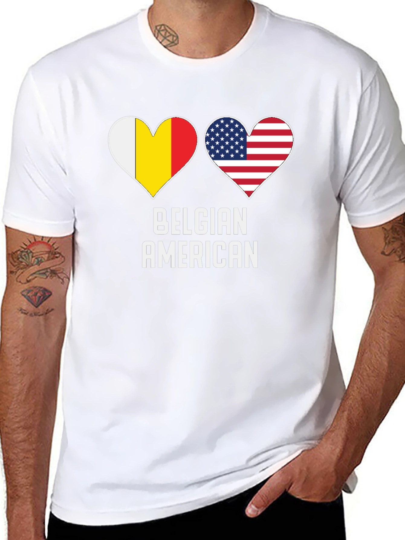 Belgian American Flag Heart T-Shirt