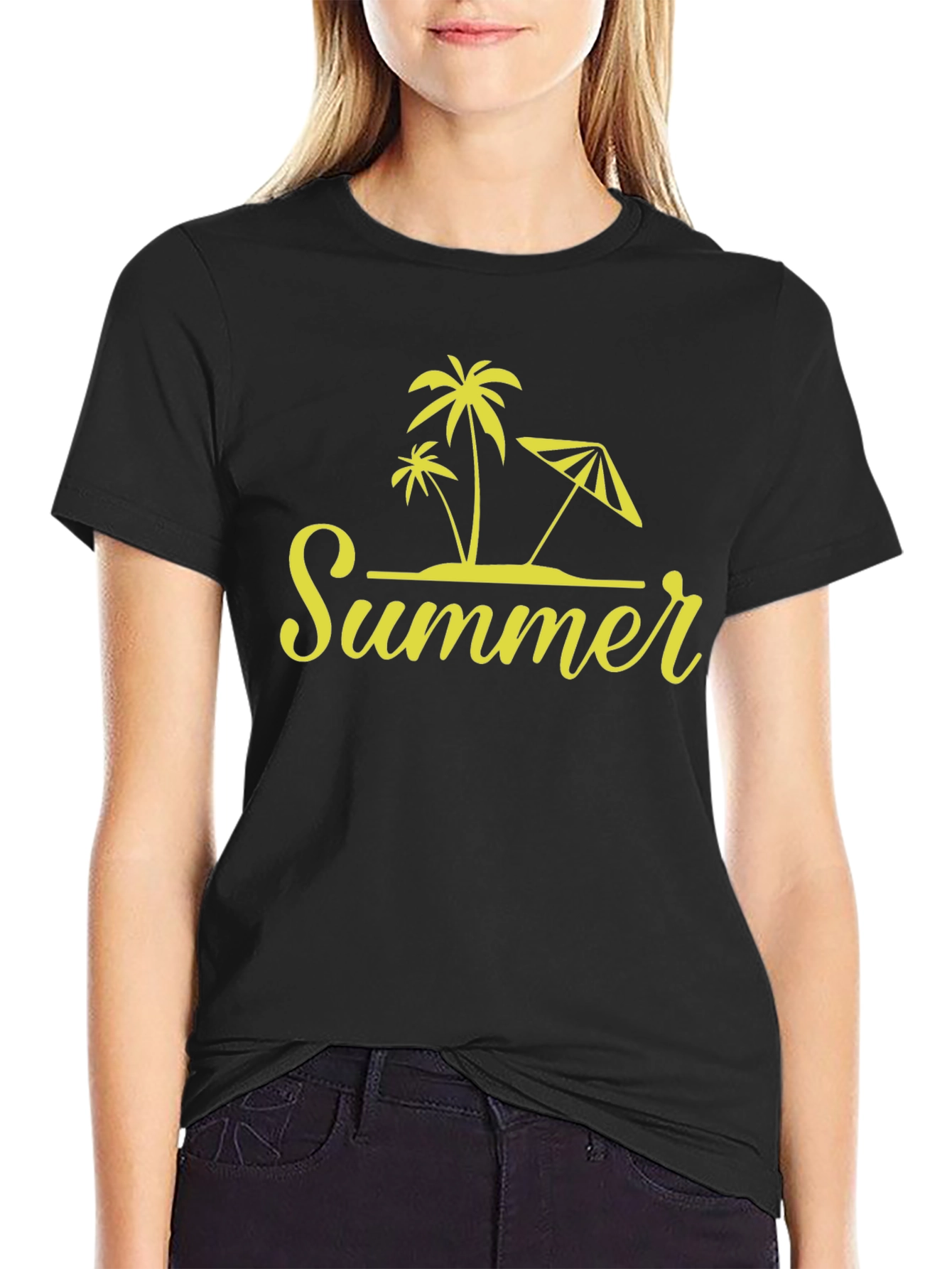 Summer Vibes Black T-Shirt Palm Tree Design