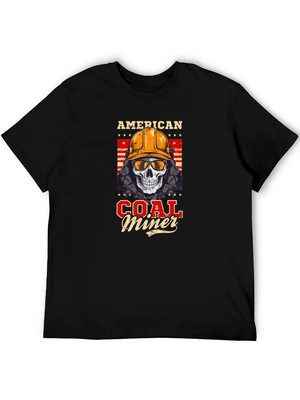 American Coal Miner Skull Graphic T-Shirt