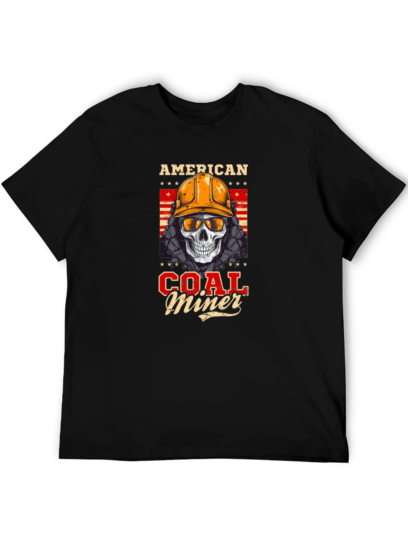 American Coal Miner Skull Graphic T-Shirt