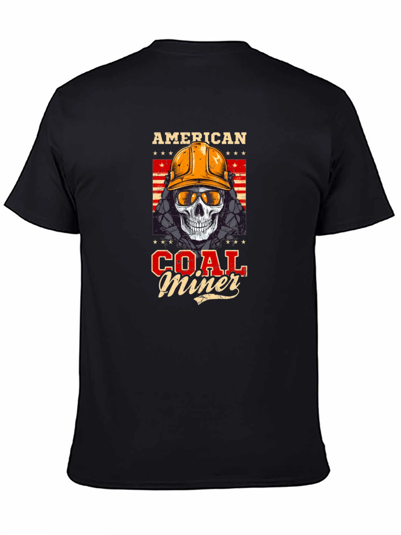 American Coal Miner Skull Graphic T-Shirt