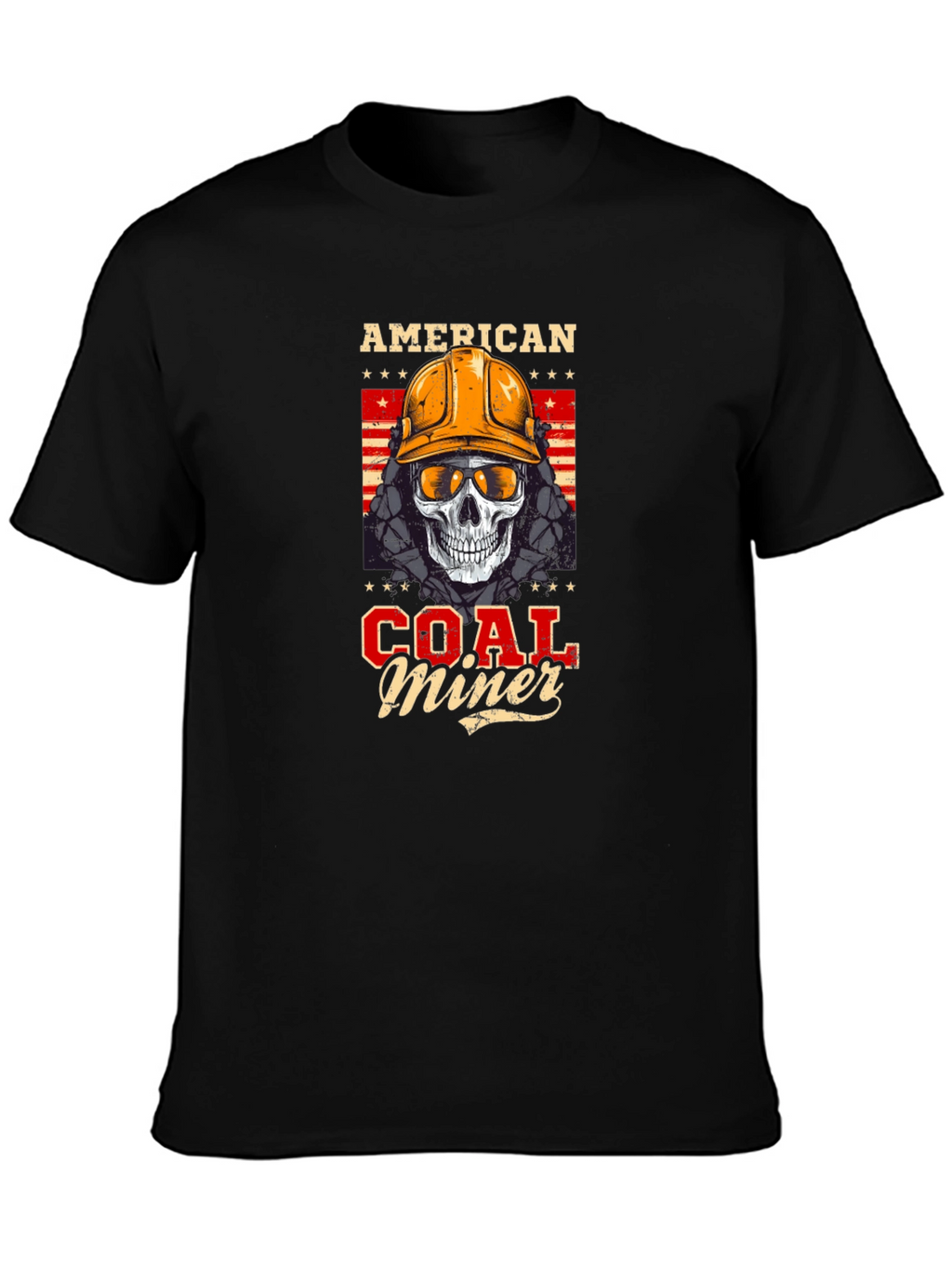 American Coal Miner Skull Graphic T-Shirt