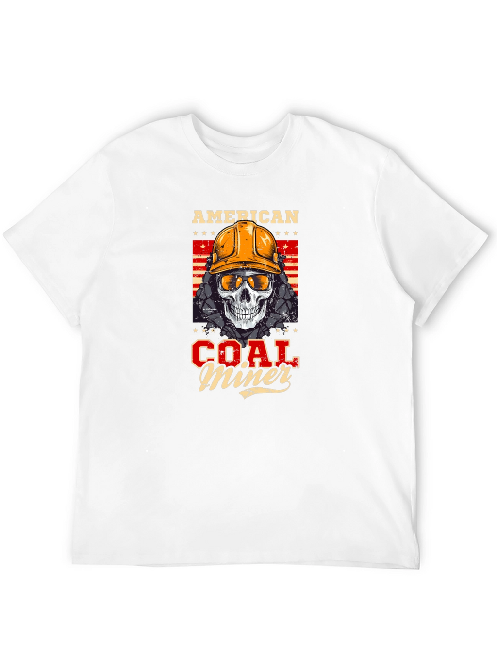 American Coal Miner Skull Graphic T-Shirt