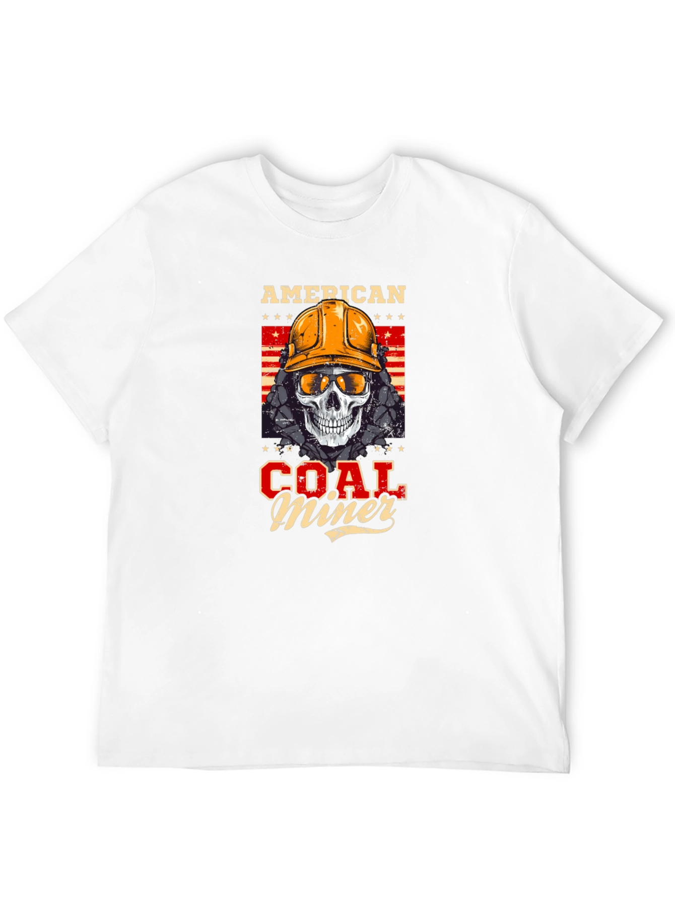 American Coal Miner Skull Graphic T-Shirt