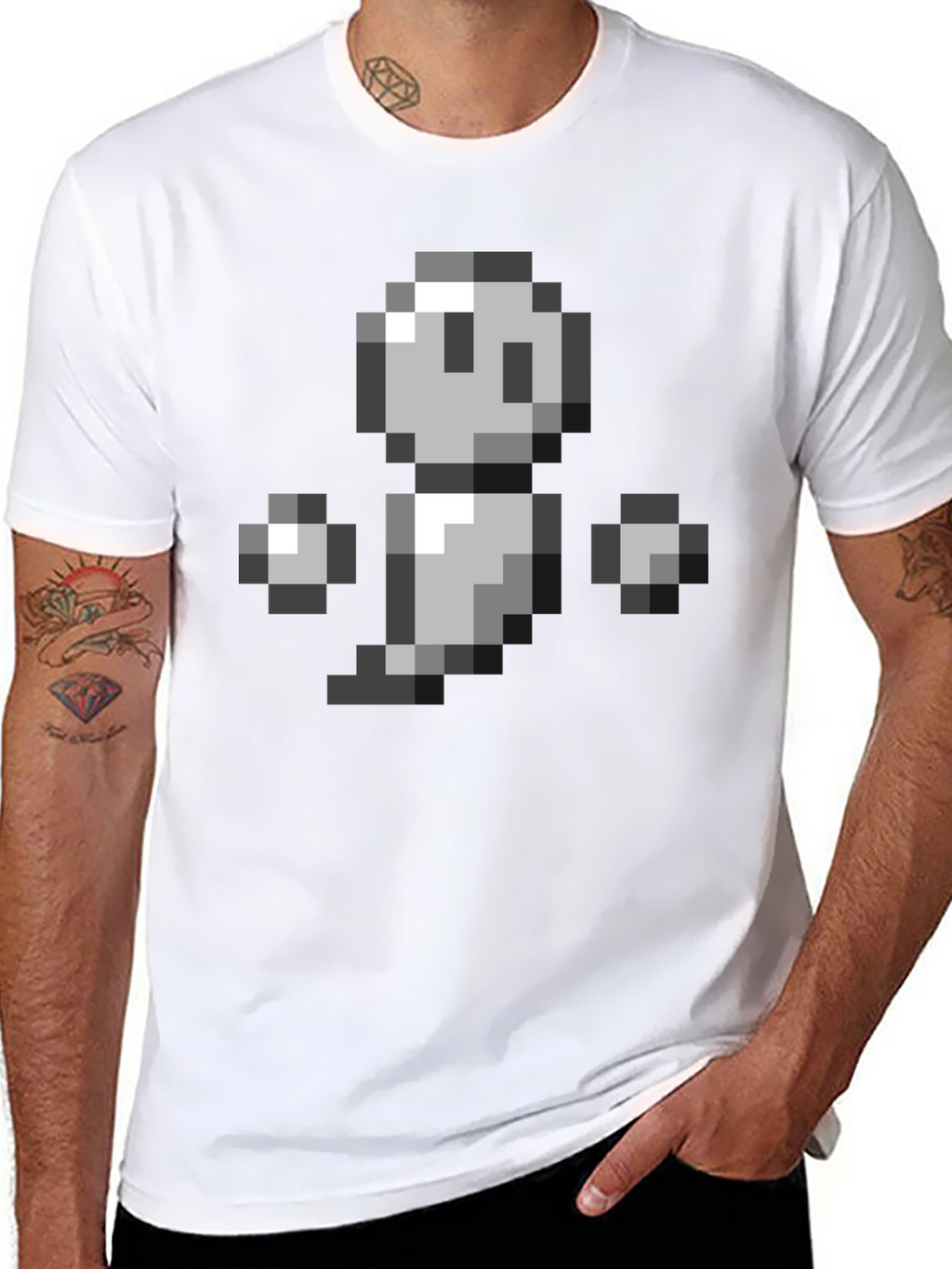 Pixel Ghost Graphic Tee - Retro Gaming Style