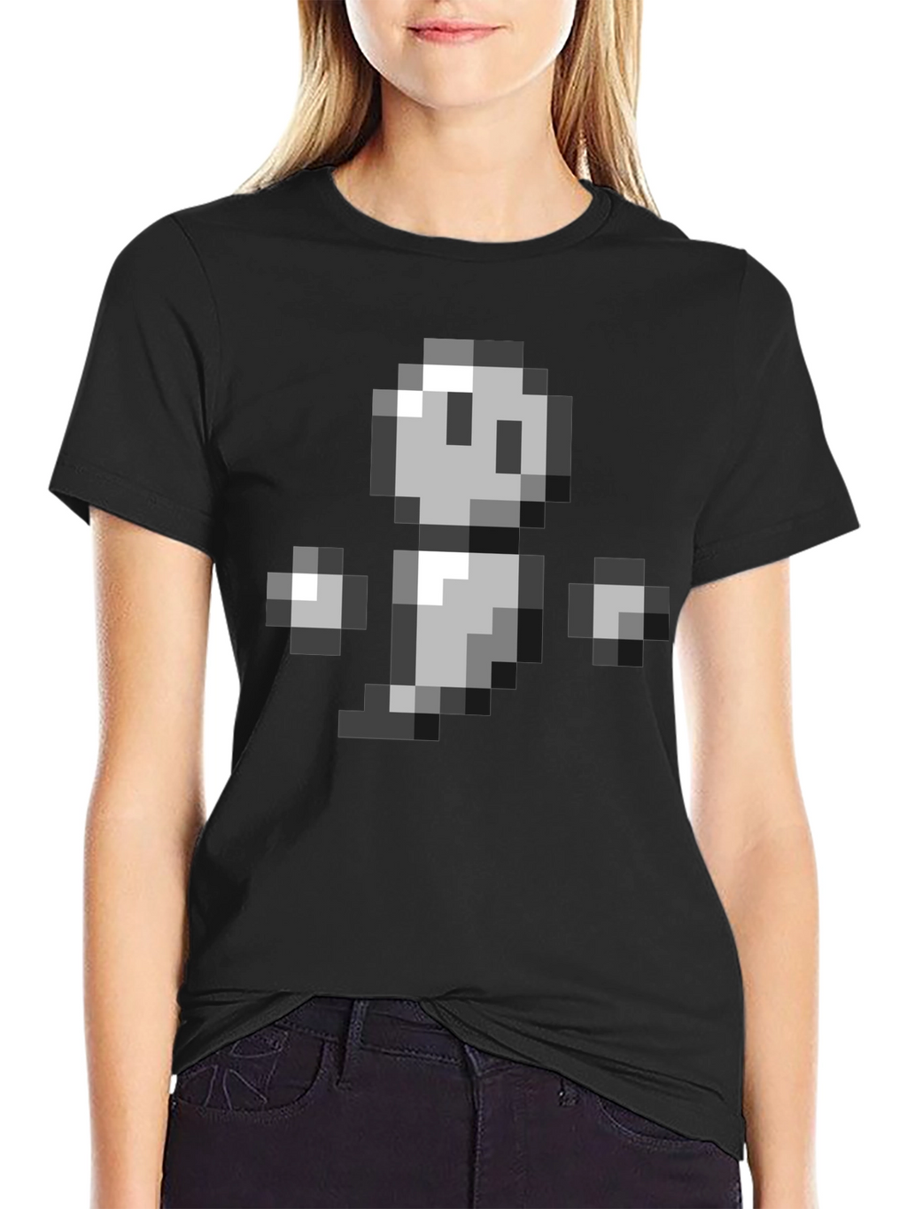 Pixel Ghost Graphic Tee - Retro Gaming Style