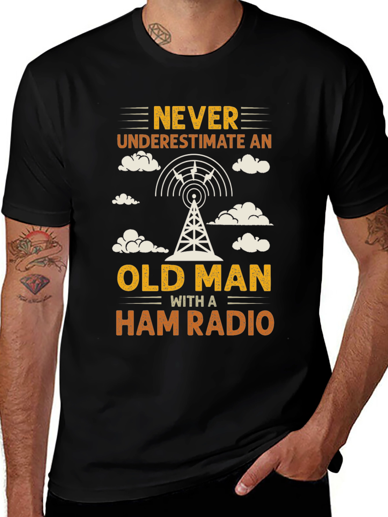 Never Underestimate an Old Man with a Ham Radio T-Shirt