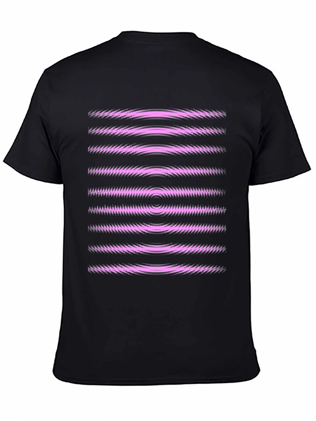 Abstract Graphic Tee - Black with Pink Waves
