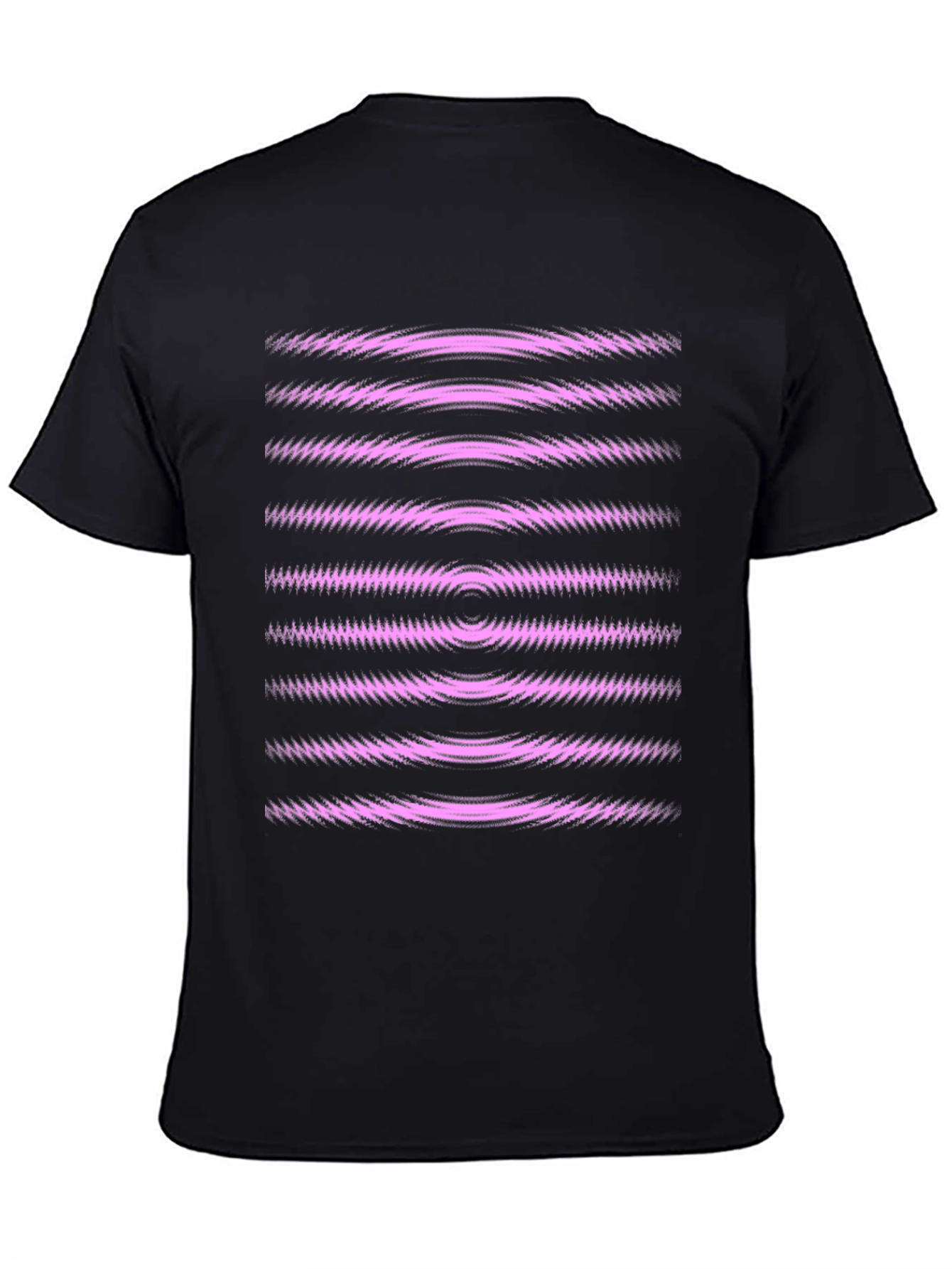 Abstract Graphic Tee - Black with Pink Waves