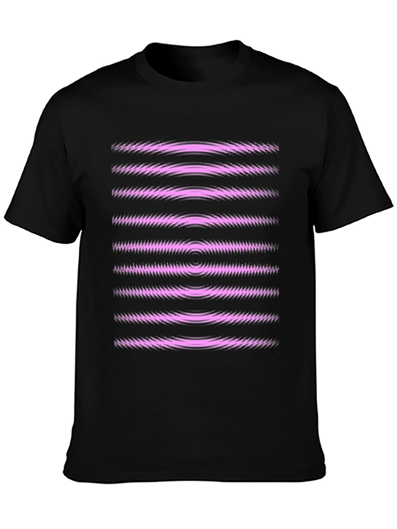 Abstract Graphic Tee - Black with Pink Waves