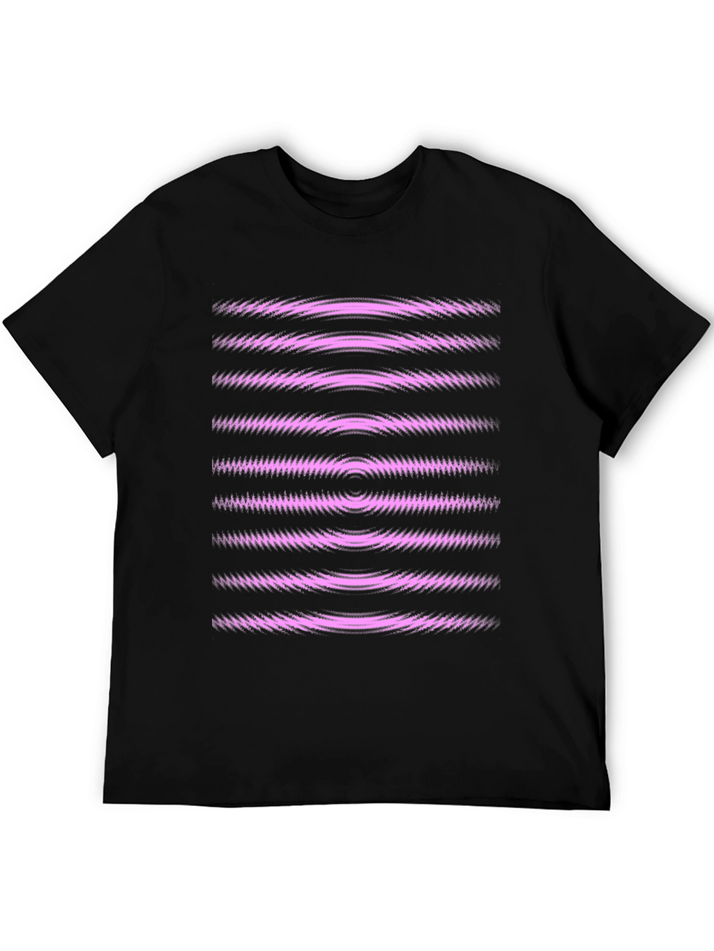 Abstract Graphic Tee - Black with Pink Waves