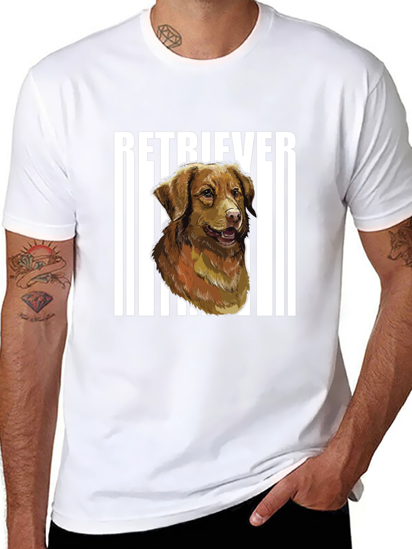 Retriever Dog Graphic Black T-Shirt