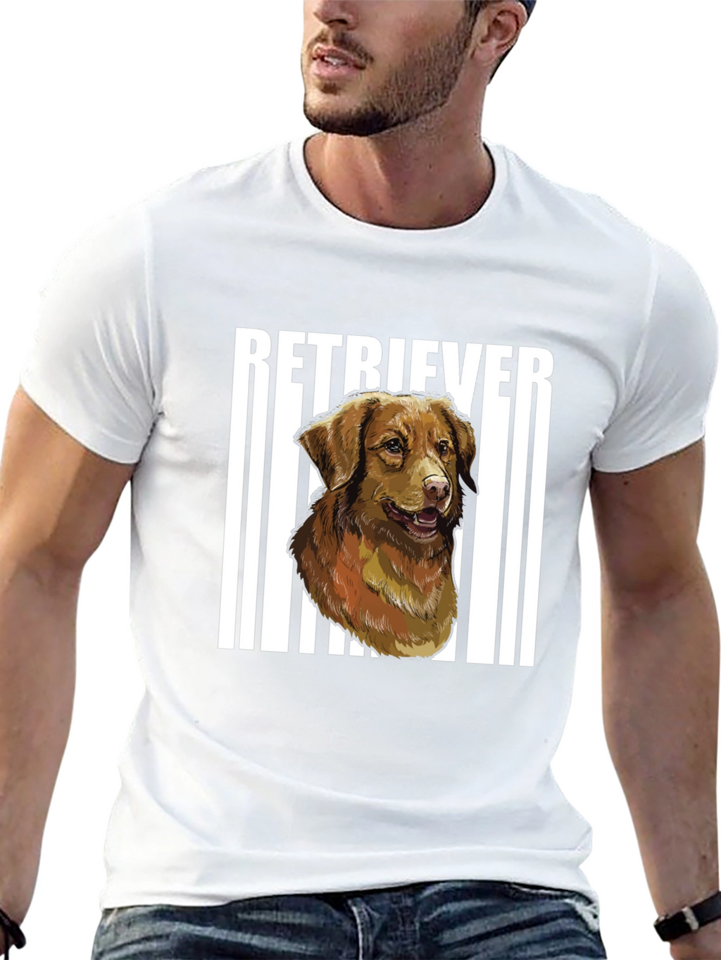 Retriever Dog Graphic Black T-Shirt