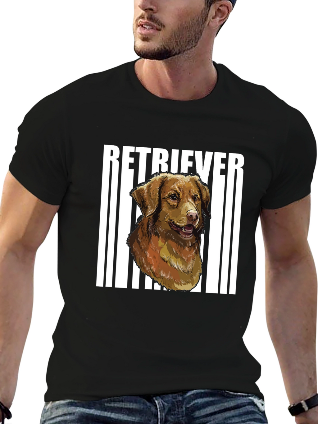 Retriever Dog Graphic Black T-Shirt