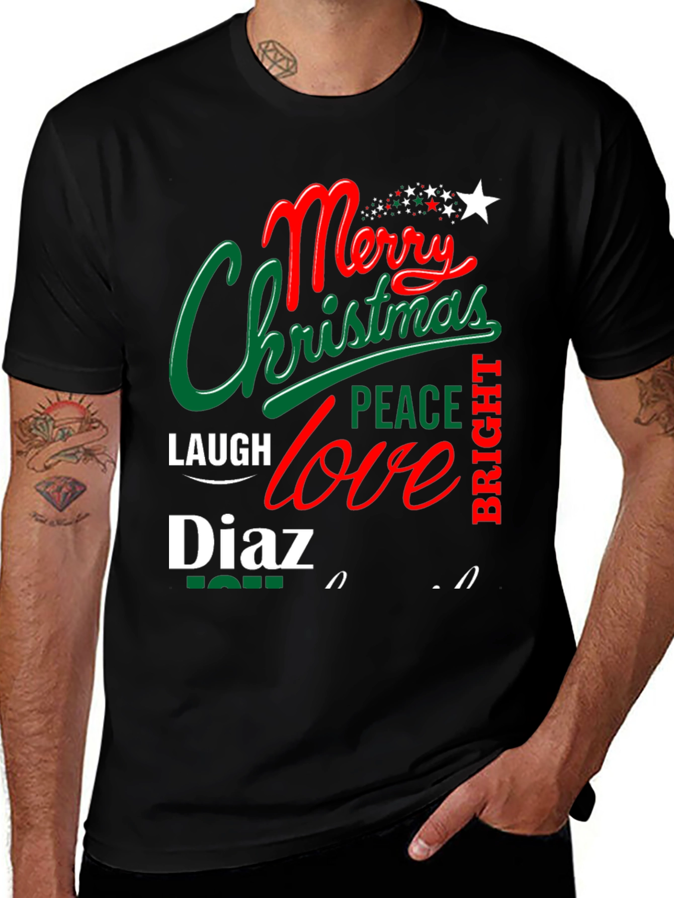 Merry Christmas Personalized Name T-Shirt