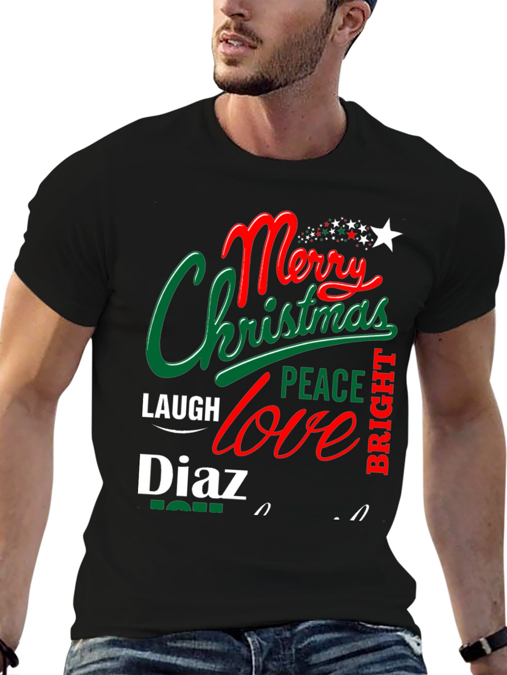 Merry Christmas Personalized Name T-Shirt