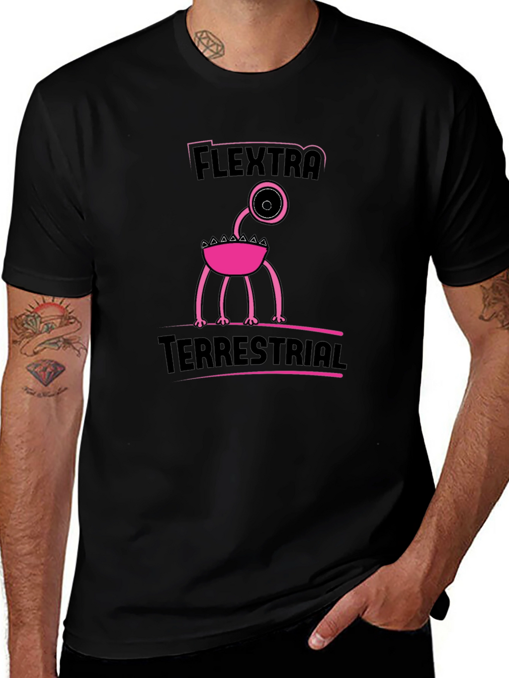 Flextra Terrestrial Graphic Tee - Black Cotton T-Shirt