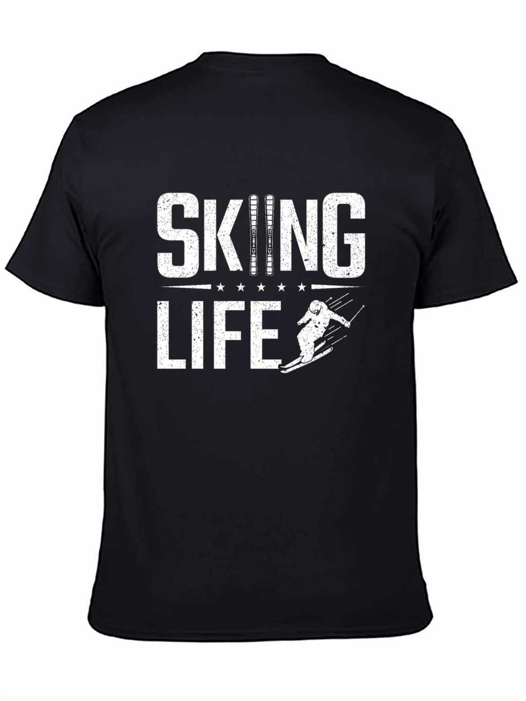 Skiing Life Graphic Tee - Black Cotton T-Shirt