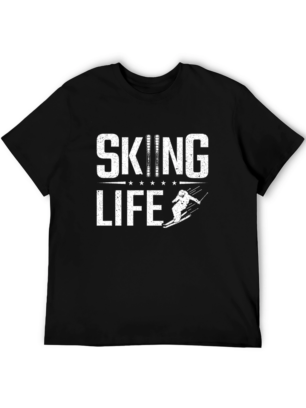 Skiing Life Graphic Tee - Black Cotton T-Shirt