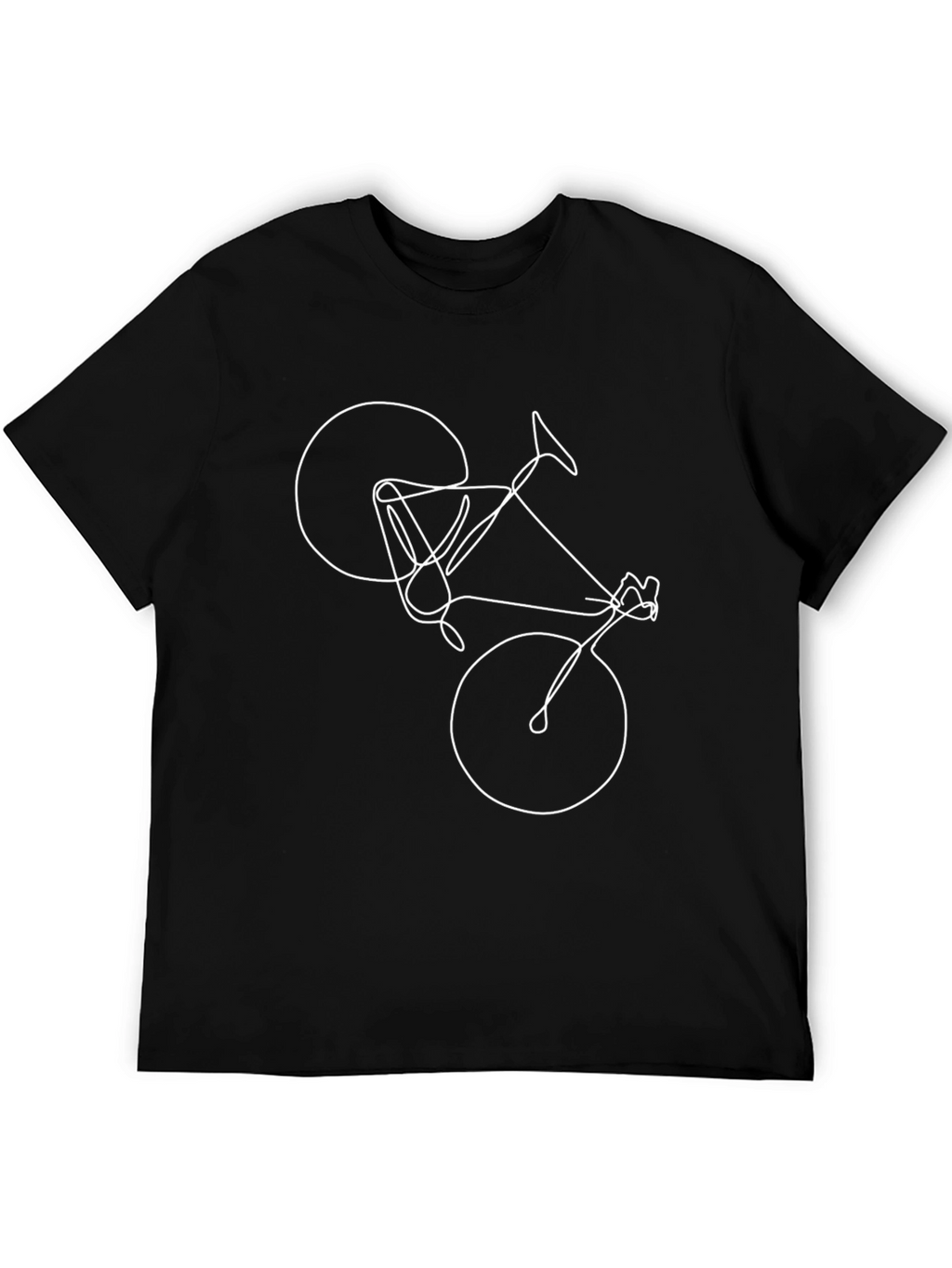 Mens Black T-Shirt - Bicycle Line Art