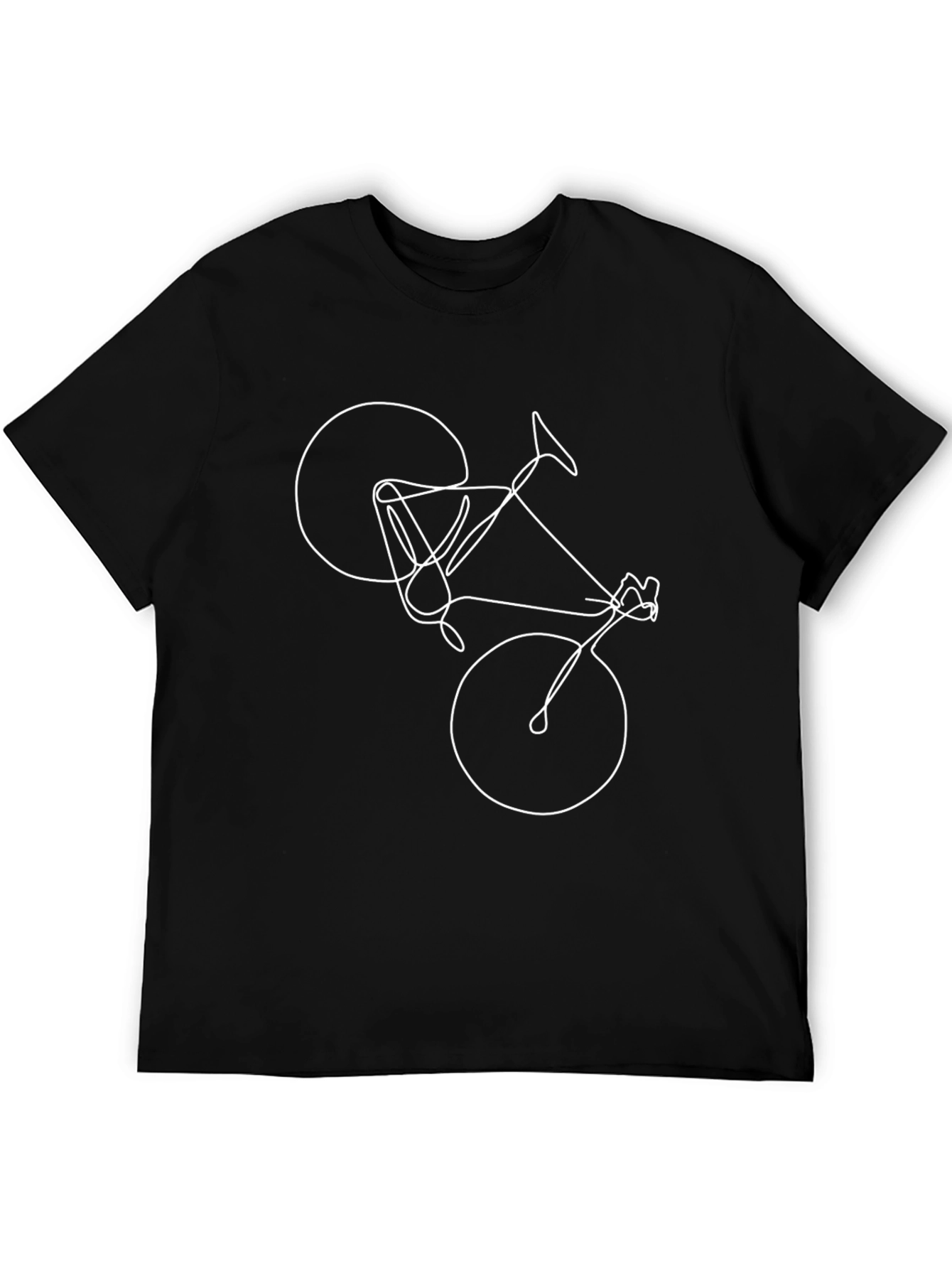 Mens Black T-Shirt - Bicycle Line Art