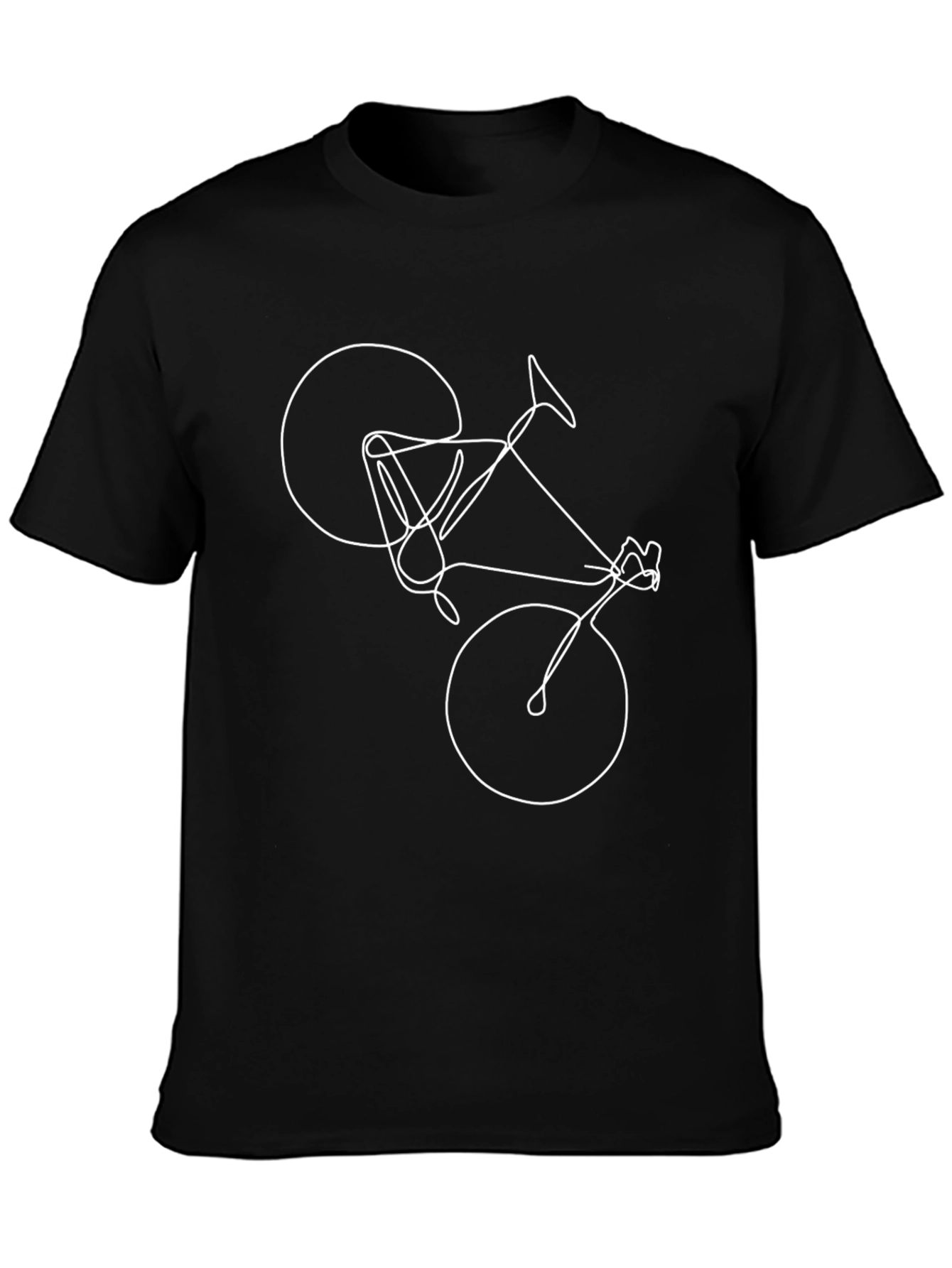 Mens Black T-Shirt - Bicycle Line Art