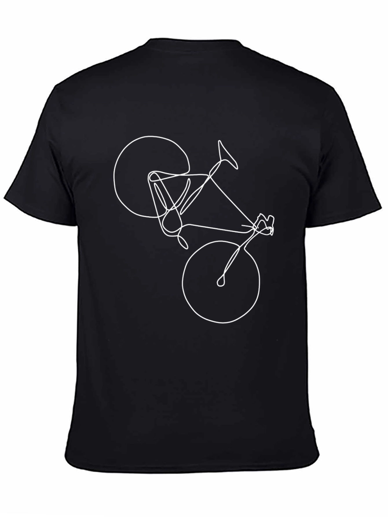 Mens Black T-Shirt - Bicycle Line Art