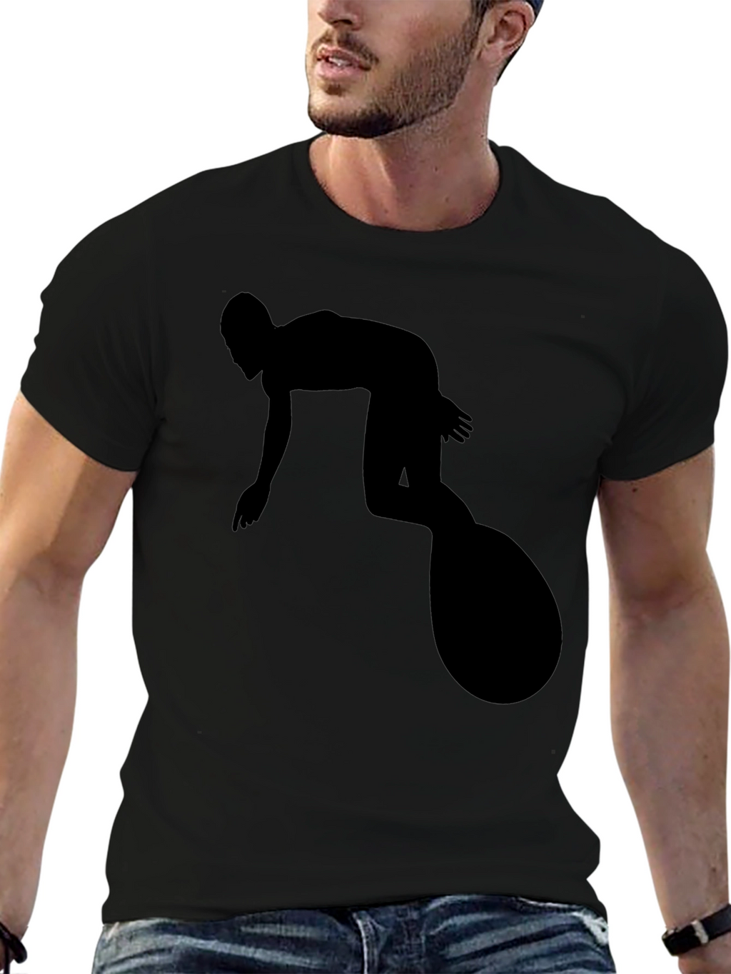 Surfer Silhouette Black T-Shirt