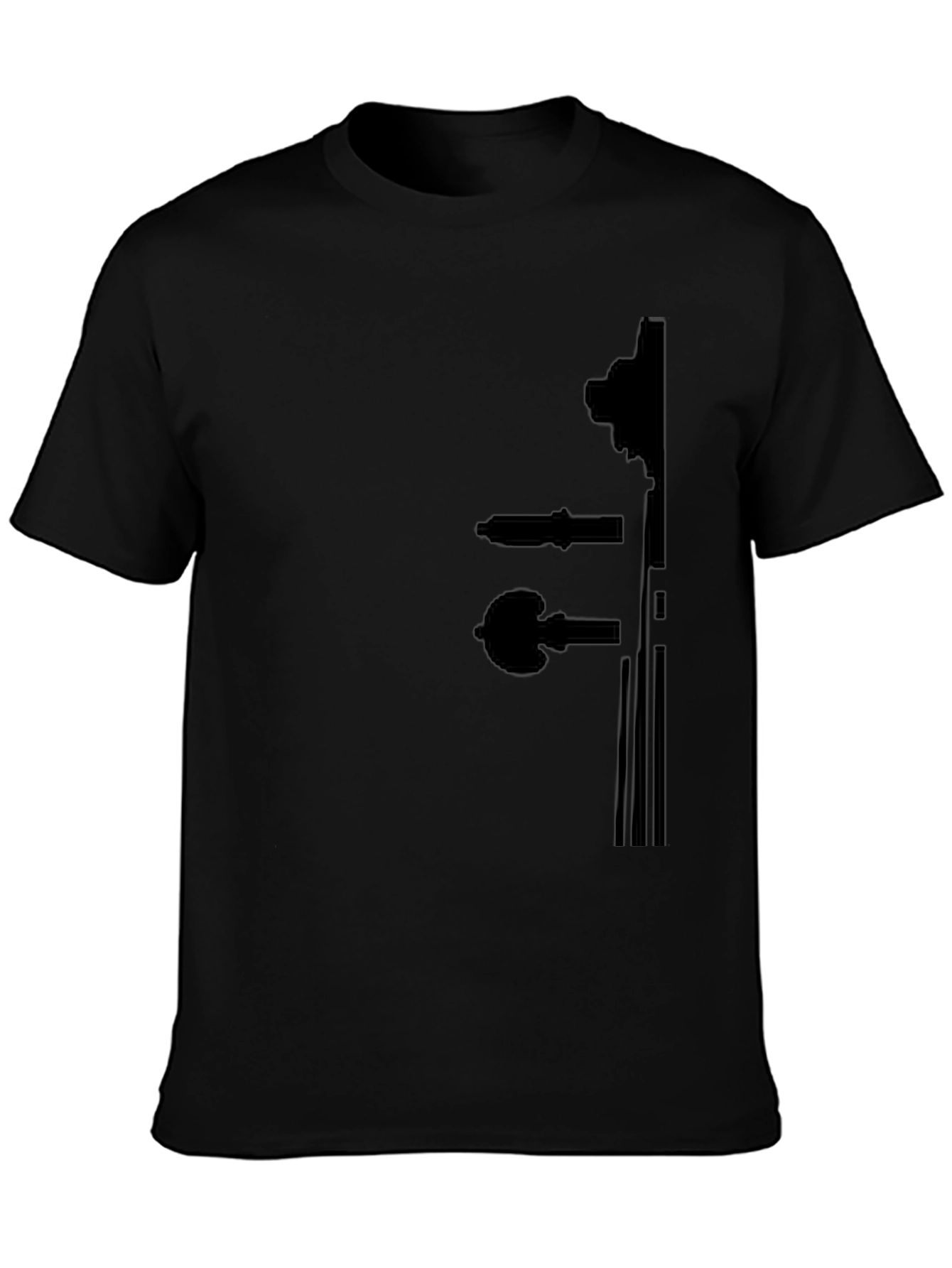Black T-Shirt with Violin Silhouette Design