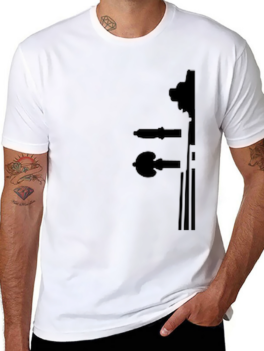 Black T-Shirt with Violin Silhouette Design