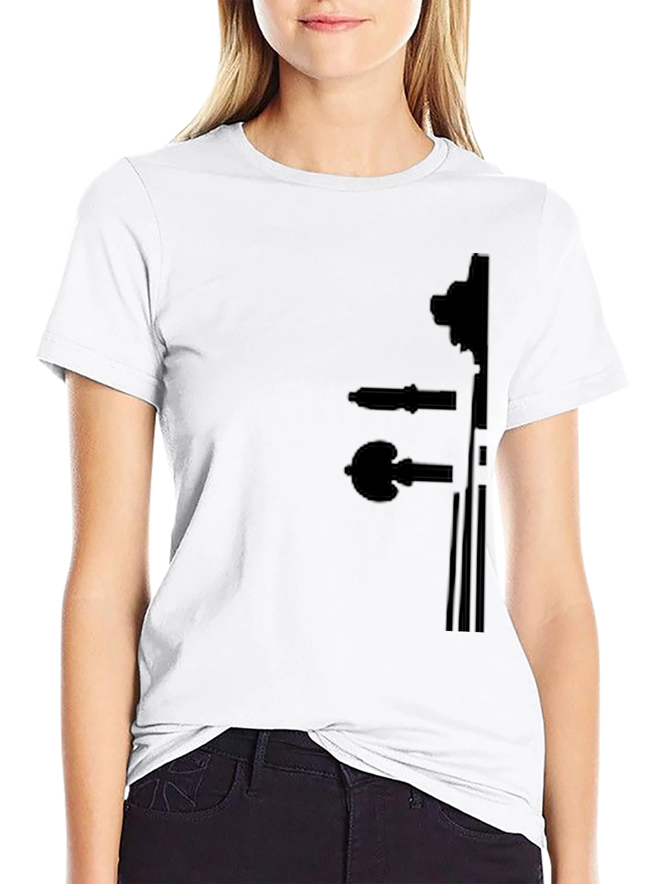 Black T-Shirt with Violin Silhouette Design